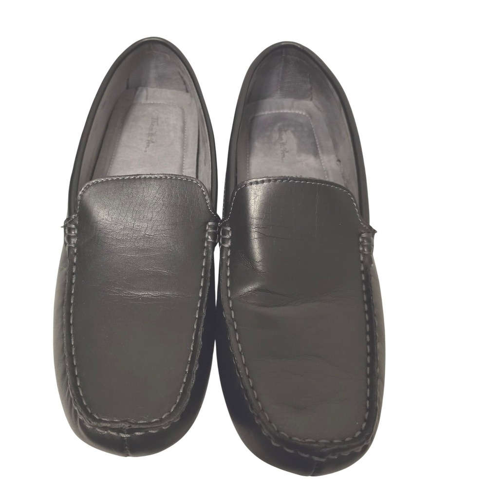 Thom‎ McAn Mens Black Faux Leather Driving Loafers Slip On Moc Toe Shoes